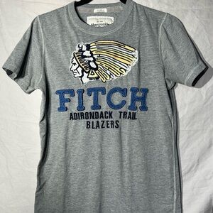 Abercrombie & Fitch Gray Tee with Blue and Yellow Graphic
